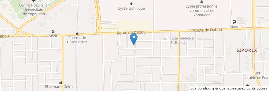 Mapa de ubicacion de Maquis Chocolaté en Elfenbeinküste, Abidjan, Yopougon.