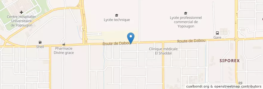 Mapa de ubicacion de Pharmacie Celia en Costa Do Marfim, Abidjan, Yopougon.