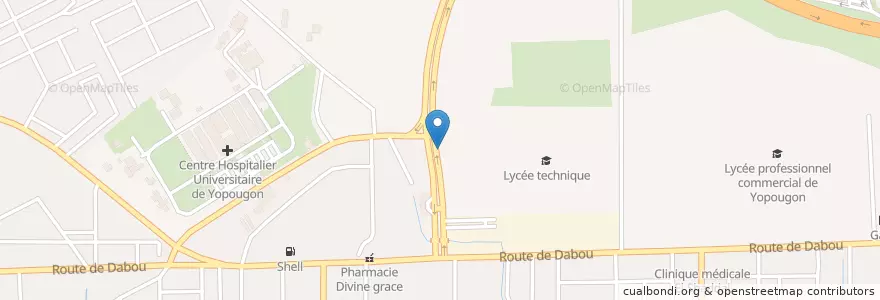 Mapa de ubicacion de Institut Professionnel Des Métiers Du Sport en Кот-Д’Ивуар, Абиджан, Yopougon.
