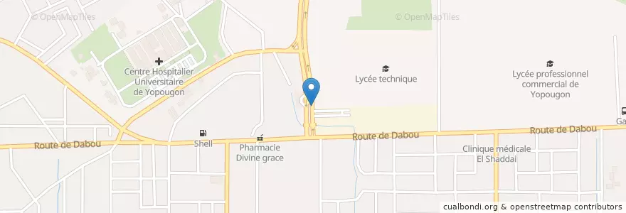 Mapa de ubicacion de Garbadrome en Costa D'Avorio, Abidjan, Yopougon.
