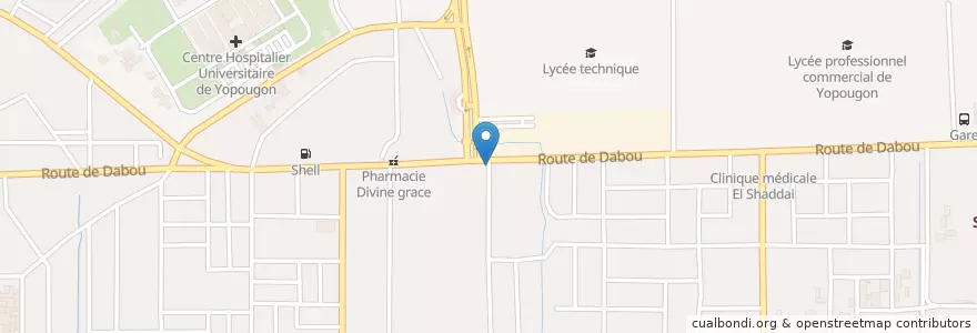 Mapa de ubicacion de Café Express en Côte D'Ivoire, Abidjan, Yopougon.