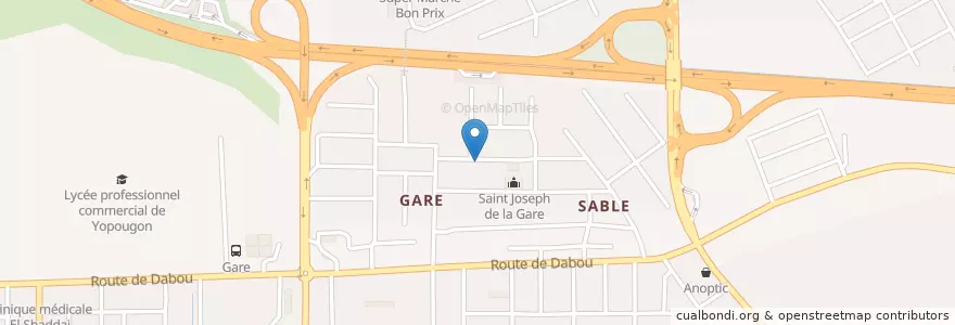 Mapa de ubicacion de Kiosque en Fildişi Sahili, Abican, Yopougon.