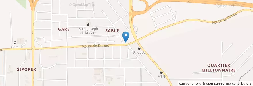 Mapa de ubicacion de Ouest Transport en Côte D'Ivoire, Abidjan, Yopougon.