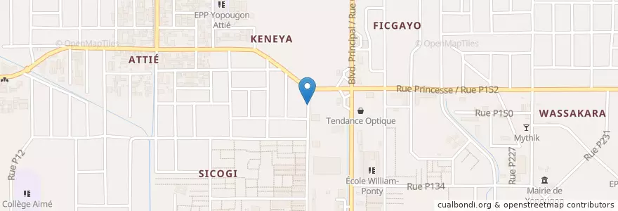 Mapa de ubicacion de Kiosque Chez Tenin en Ivoorkust, Abidjan, Yopougon.