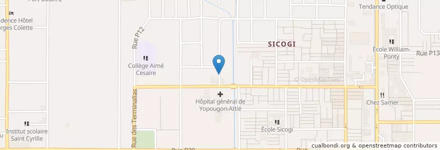Mapa de ubicacion de Clinique AIBEF en 코트디부아르, 아비장, Yopougon.