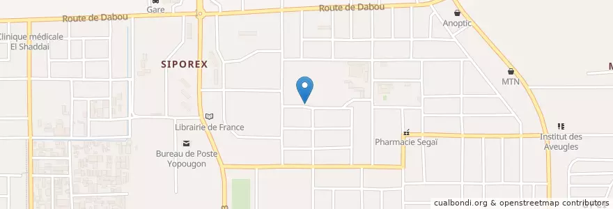 Mapa de ubicacion de Cybercafe en コートジボワール, アビジャン, Yopougon.