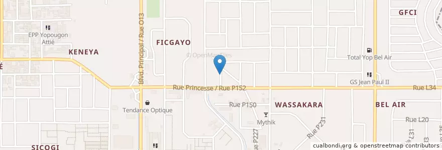 Mapa de ubicacion de Maquis resto Chez Naki en Costa Do Marfim, Abidjan, Yopougon.
