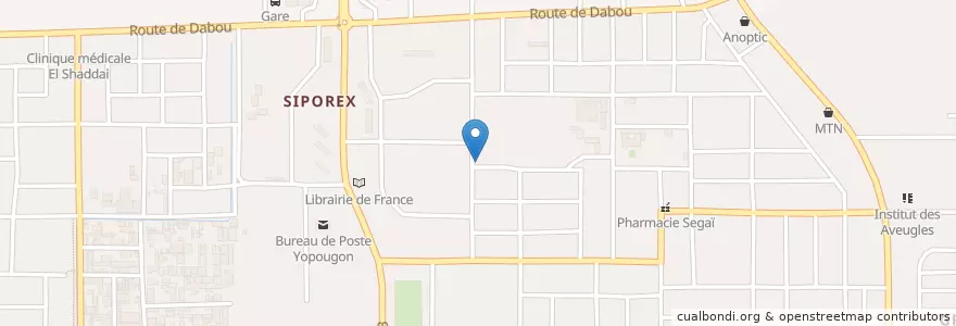 Mapa de ubicacion de Kiosque la Tour Eiffel en Côte D'Ivoire, Abidjan, Yopougon.
