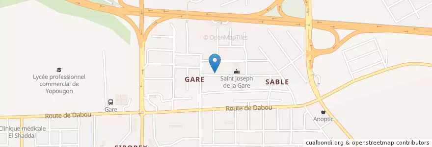 Mapa de ubicacion de Cave en Costa De Marfil, Abiyán, Yopougon.