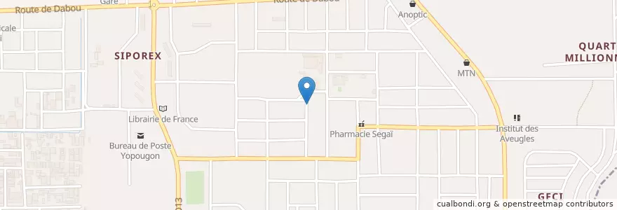 Mapa de ubicacion de Eglise Evangelique la Maison des Aigles en 코트디부아르, 아비장, Yopougon.