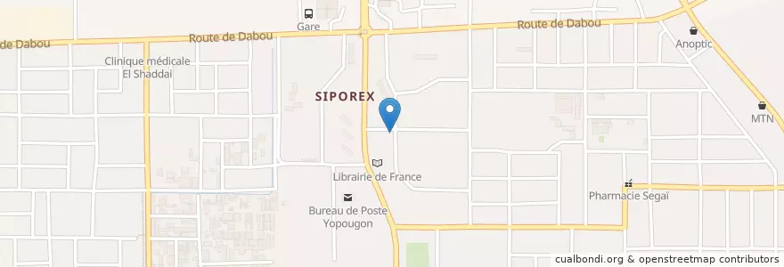 Mapa de ubicacion de St Paul des 2 Plateaux en Elfenbeinküste, Abidjan, Yopougon.