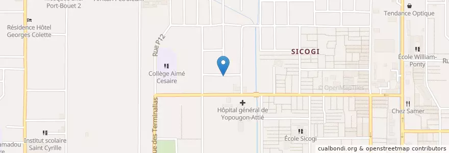 Mapa de ubicacion de Collège Pénithology en コートジボワール, アビジャン, Yopougon.
