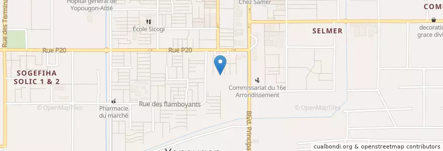 Mapa de ubicacion de Temple EEMIR en Ivory Coast, Abidjan, Yopougon.