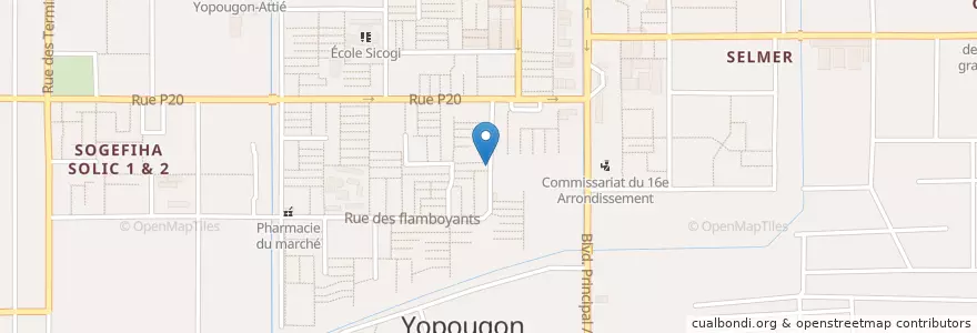 Mapa de ubicacion de Cave l'Auberge de la Cité en ساحل عاج, آبیجان, Yopougon.
