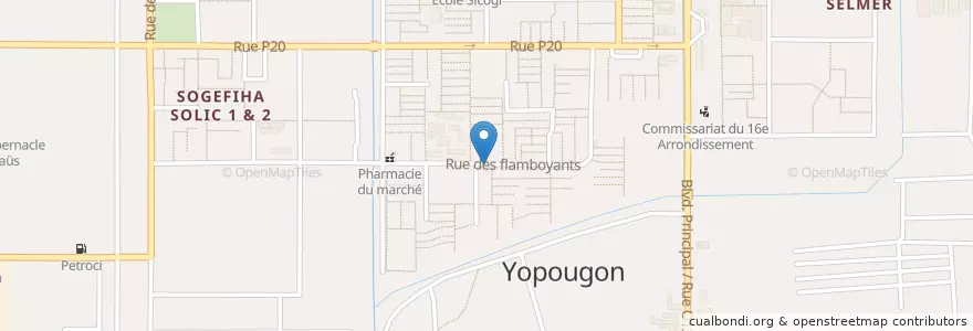 Mapa de ubicacion de Kiosque en 코트디부아르, 아비장, Yopougon.