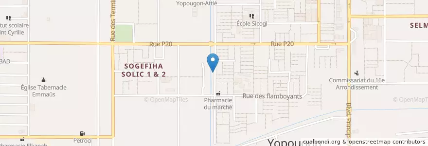 Mapa de ubicacion de Café Express en ساحل عاج, آبیجان, Yopougon.