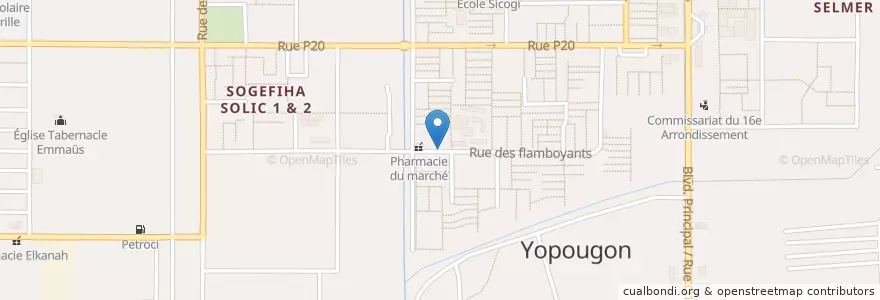 Mapa de ubicacion de Maquis Place to Be en Côte D’Ivoire, Abidjan, Yopougon.