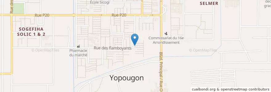 Mapa de ubicacion de Cave en Ivory Coast, Abidjan, Yopougon.
