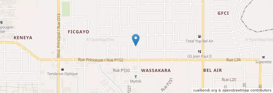 Mapa de ubicacion de Restaurant Wamh en Costa D'Avorio, Abidjan, Yopougon.