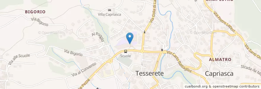 Mapa de ubicacion de Biblioteca della Scuola Media di Tesserete en 瑞士, Ticino, Distretto Di Lugano, Circolo Di Capriasca, Capriasca.