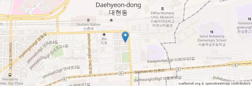 Mapa de ubicacion de Eros en Coreia Do Sul, Seul, 마포구, 신촌동.
