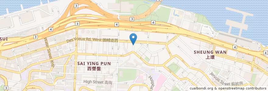 Mapa de ubicacion de Pizza Express en China, Guangdong, Hongkong, Hongkong, New Territories, 中西區 Central And Western District.