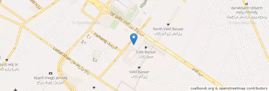 Mapa de ubicacion de Vakil Cultural House Restaurant en Irão, استان فارس, شهرستان شیراز, بخش مرکزی, شیراز.
