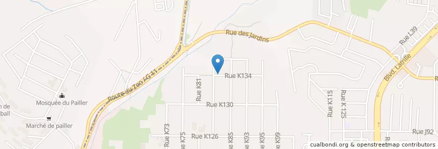 Mapa de ubicacion de Kiosque café en Ivoorkust, Abidjan, Cocody.