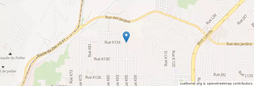 Mapa de ubicacion de kiosque à café en コートジボワール, アビジャン, Cocody.