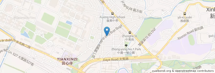 Mapa de ubicacion de 中庸里民活動場所 en 台湾, 新北市, 台北市, 北投区.