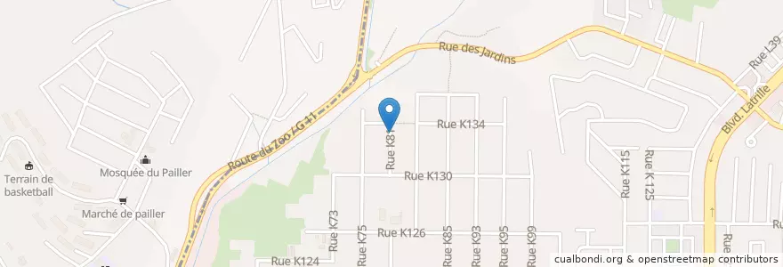 Mapa de ubicacion de kiosque à café en 科特迪瓦, 阿比让, Cocody.