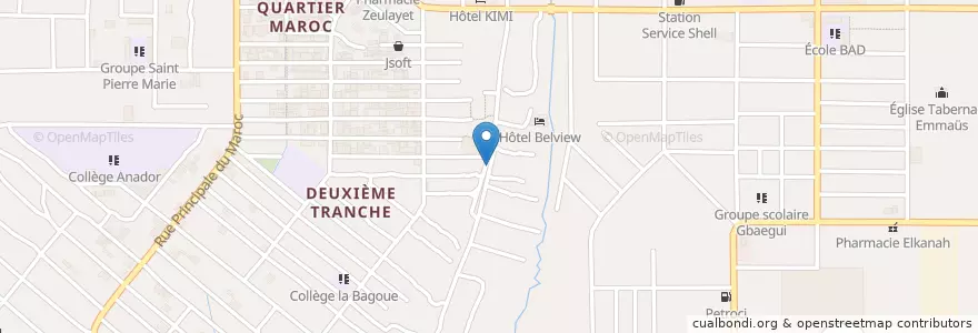 Mapa de ubicacion de Pétit marché en Côte D'Ivoire, Abidjan, Yopougon.