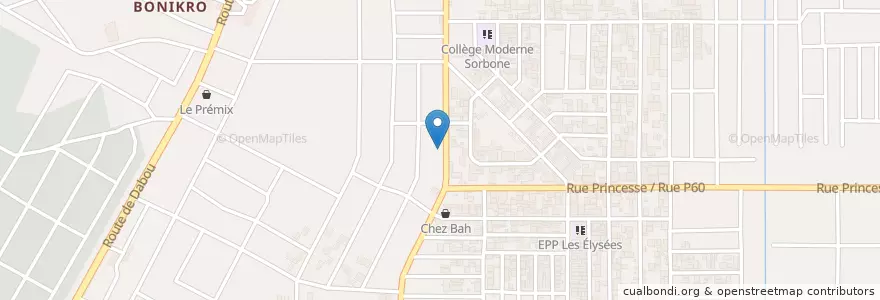 Mapa de ubicacion de Clinque le chandelier en Costa De Marfil, Abiyán, Yopougon.