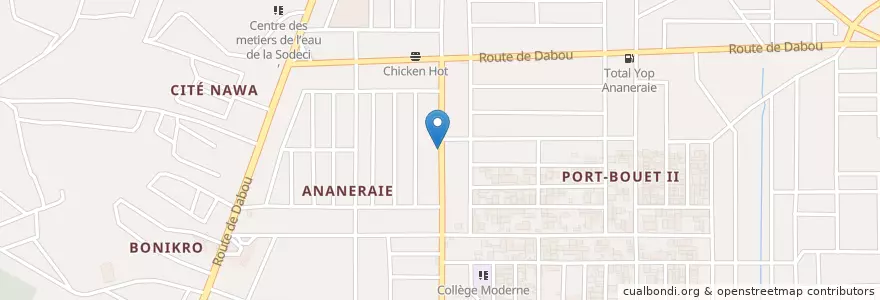 Mapa de ubicacion de Espace maquis paillote en Côte D'Ivoire, Abidjan, Yopougon.