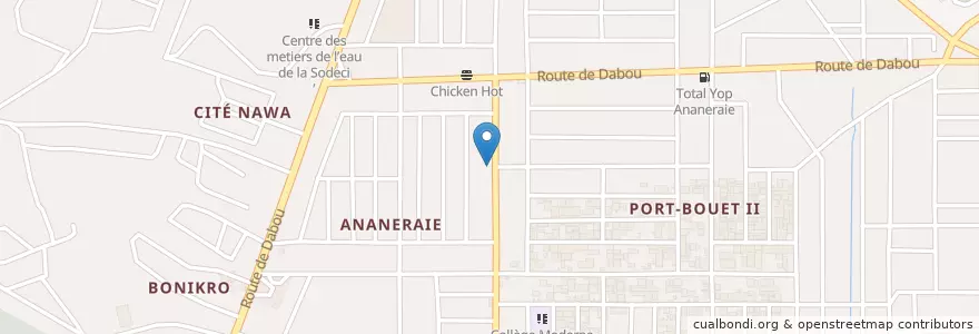 Mapa de ubicacion de Kiosque café en Côte D’Ivoire, Abidjan, Yopougon.