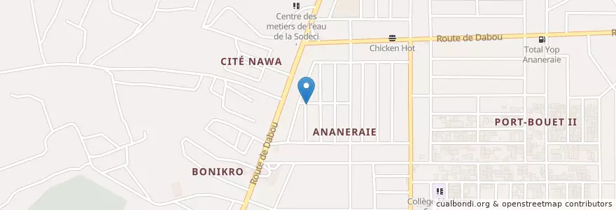 Mapa de ubicacion de Eglise mpvac en Elfenbeinküste, Abidjan, Yopougon.