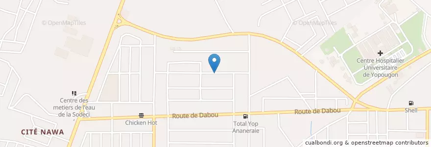 Mapa de ubicacion de Espace plein air en コートジボワール, アビジャン, Yopougon.