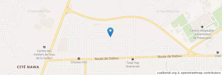Mapa de ubicacion de Eglise la maison de la benediction en Côte D'Ivoire, Abidjan, Yopougon.