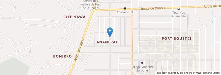 Mapa de ubicacion de Restaurant la grâce en Costa De Marfil, Abiyán, Yopougon.