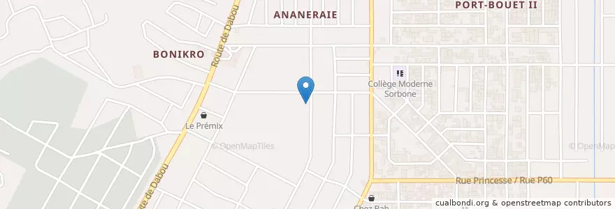 Mapa de ubicacion de Maquis triple x en Elfenbeinküste, Abidjan, Yopougon.