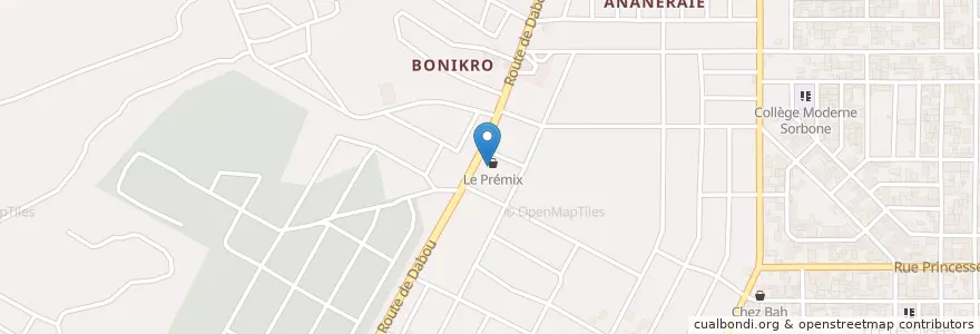 Mapa de ubicacion de ENSBTP en Côte D’Ivoire, Abidjan, Yopougon.
