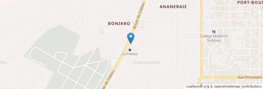 Mapa de ubicacion de Espace maquis Aboundjue en Ivory Coast, Abidjan, Yopougon.