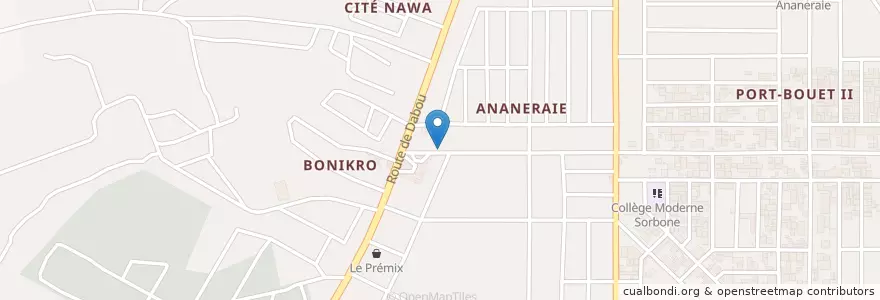 Mapa de ubicacion de Maquis espace la dalle en Côte D'Ivoire, Abidjan, Yopougon.