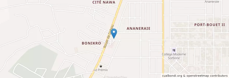 Mapa de ubicacion de Parc des princes en Ivoorkust, Abidjan, Yopougon.