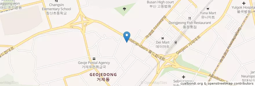 Mapa de ubicacion de 부산은행 거제2동지점 en Güney Kore, Busan, 연제구, 거제동.
