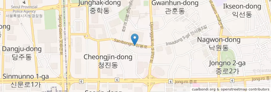 Mapa de ubicacion de 깡장집 en South Korea, Seoul, Jongno-Gu, Jongno 1·2·3·4(Ilisamsa)-Ga-Dong.