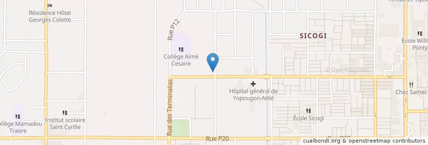 Mapa de ubicacion de Maquis Afterwork en 科特迪瓦, 阿比让, Yopougon.