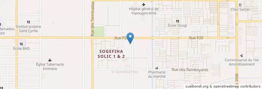 Mapa de ubicacion de Centre de Santé en 科特迪瓦, 阿比让, Yopougon.