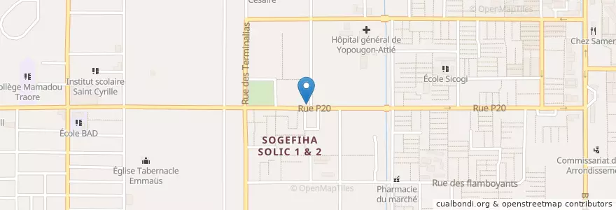 Mapa de ubicacion de Restaurant en Fildişi Sahili, Abican, Yopougon.