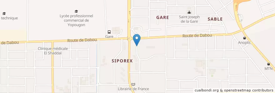 Mapa de ubicacion de Groupe Scolaire ITSAT en Costa De Marfil, Abiyán, Yopougon.